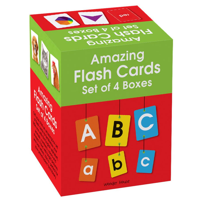 Amazing Flash Cards Set Of 4 Boxes: Early Development OF Preschool Toddler (220 Cards, Alphabet, Number, Animals, Colors And Shapes)