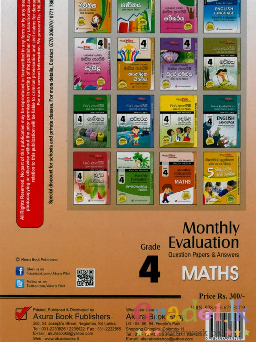 AKURA PILOT MONTHLY EVALUATION MATHS GRADE 4