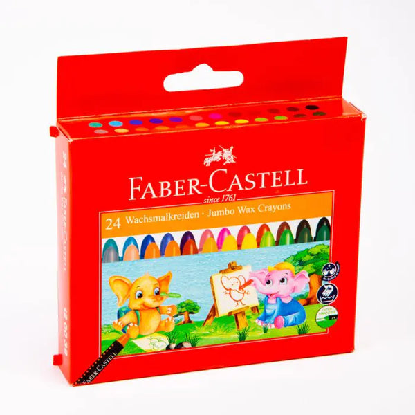 FABER CASTELL JUMBO WAX CRAYONS 24 COLOURS