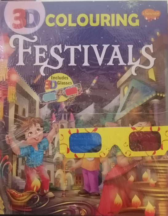 3D COLOURING FESTIVALS INCLUDES 3D GLASSES