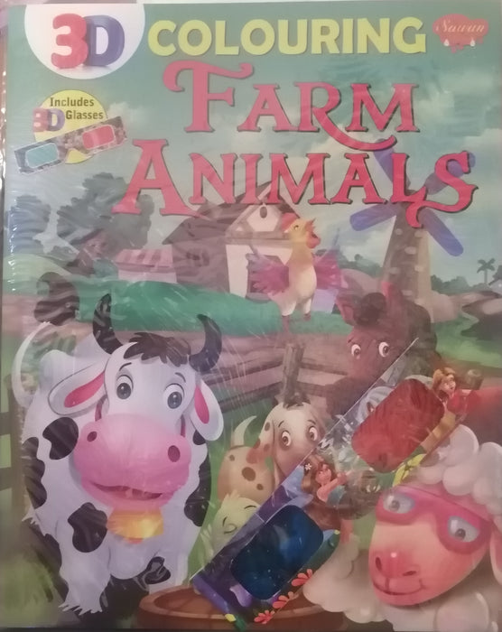 3D COLOURING FARM ANIMALS INCLUDES 3D GLASSES