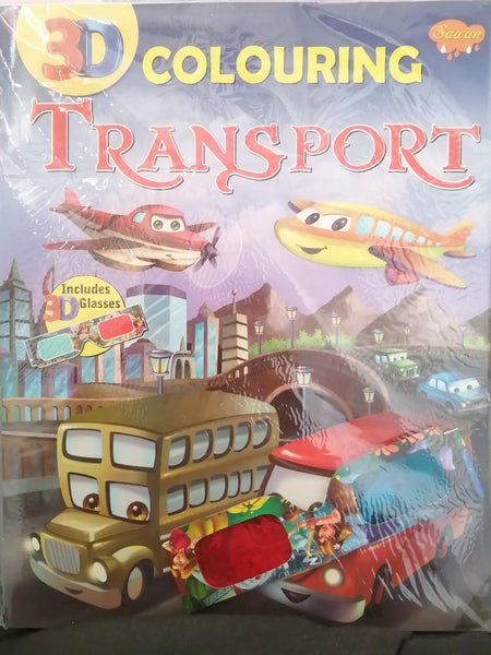 3D COLOURING TRANSPORT INCLUDED 3D GLASSES