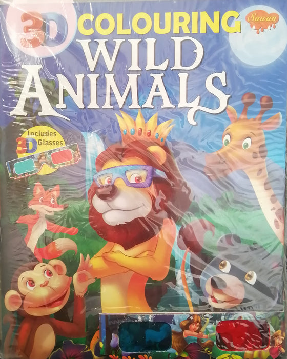 3D COLOURING WILD ANIMALS INCLUDED 3D GLASSES